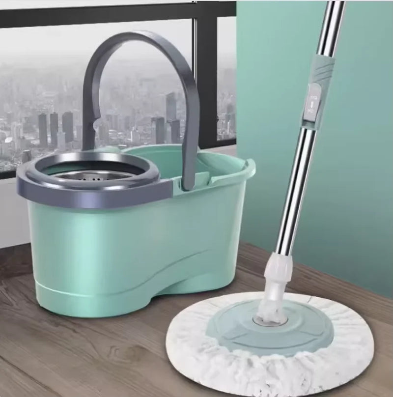 MOP Giratório 360º com Balde de 12 Litros e Cesto Inox | Alta Performance na Limpeza Pesada