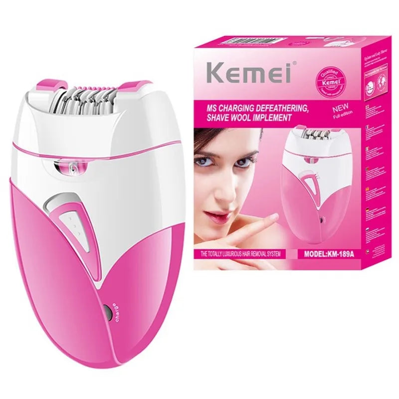 Depilador Elétrico Kemei Recarregável | Corpo Todo com Luz LED, 2 Velocidades e USB