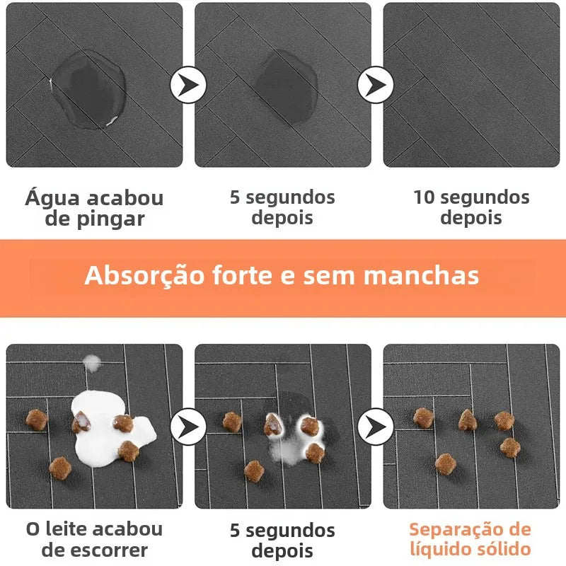Tapete Alimentador para Pets - Absorvente e Antiderrapante!
