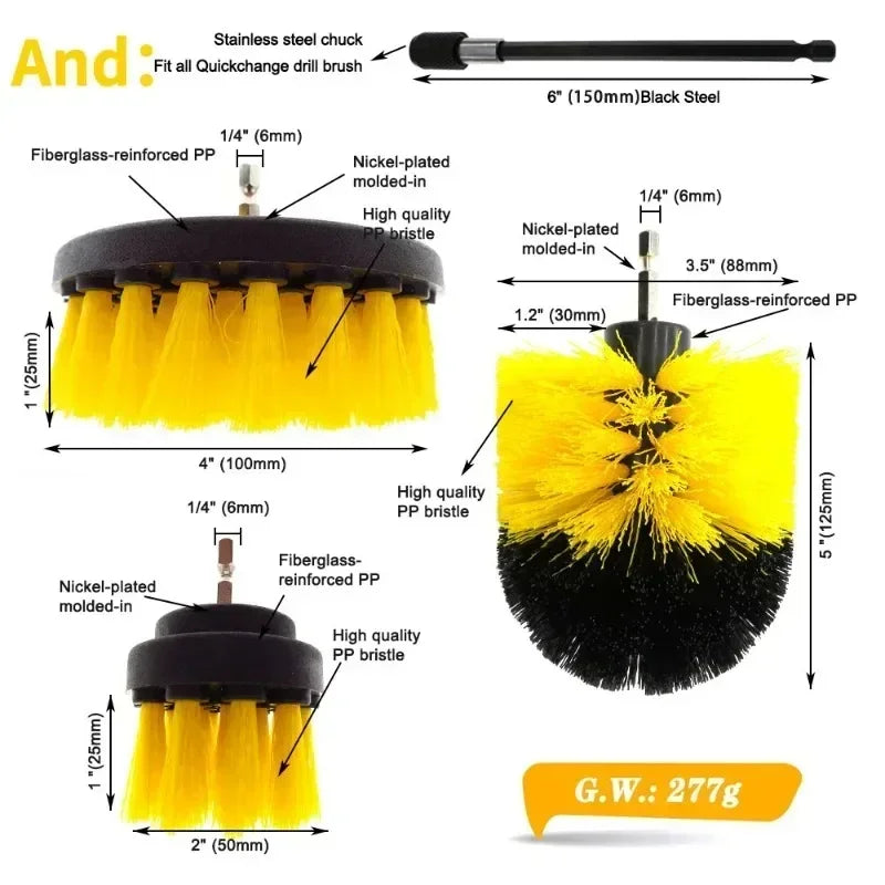 Kit de Escovas Rotativas para Limpeza Profunda – Acessório para Furadeira Limpeza poderosa para todas as superfícies!