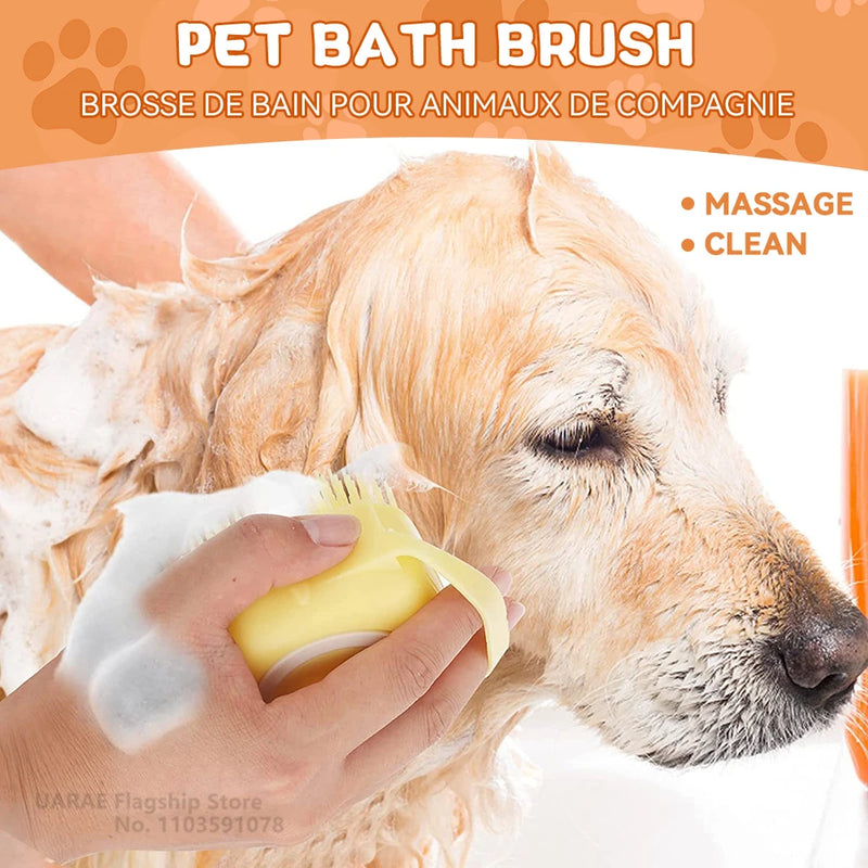 Escova de Banho para Pets – Massageie, Limpe e Economize Shampoo! 🐾🚿