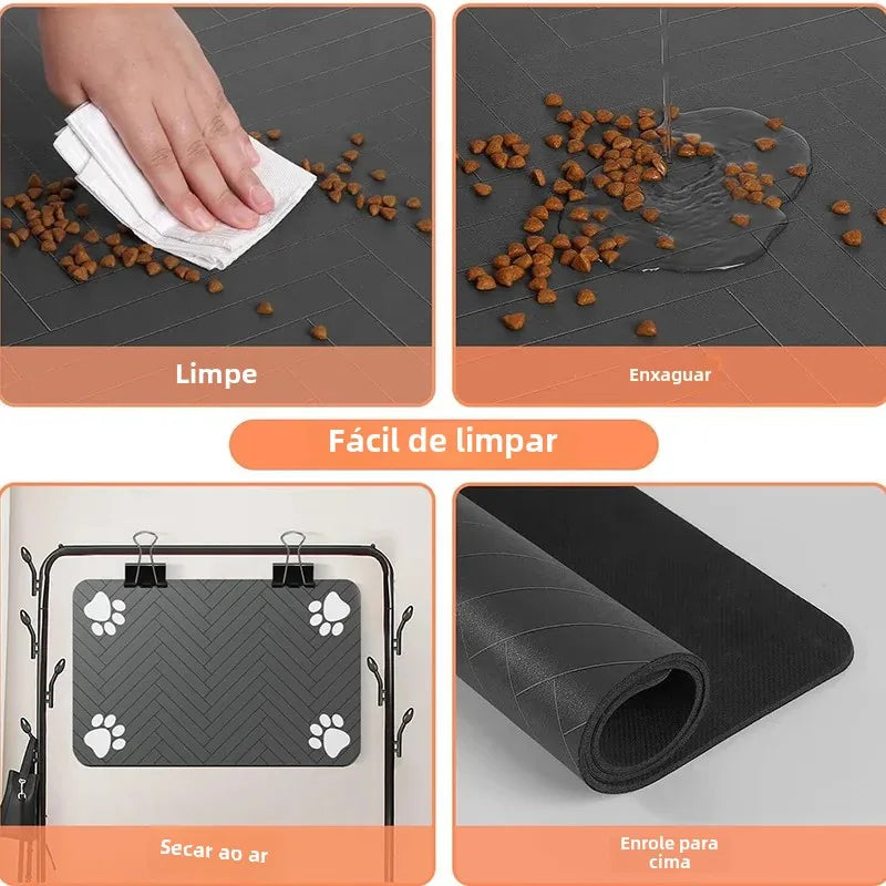 Tapete Alimentador para Pets - Absorvente e Antiderrapante!